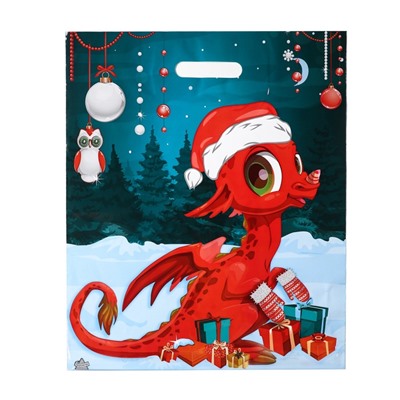 Пакет подарочный новогодний «Красивый Дракоша», полиэтиленовый с вырубной ручкой, 45×38 см, 60 мкм