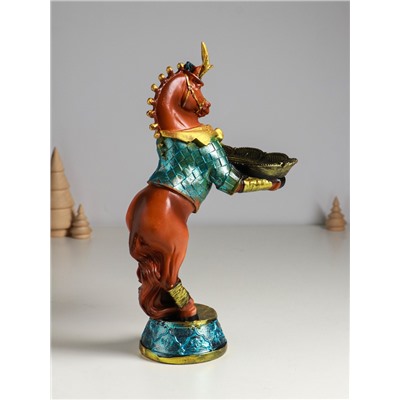 Фигура-подставка для мелочей «Лошадь с подносом», полистоун, 33×20×14 см