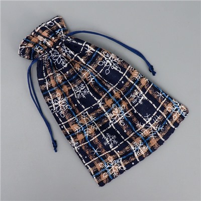 Мешочек подарочный холща «Новогодняя пора», снежинки, 16×24 см ± 1.5 см