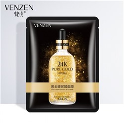 Маска для лица увлажняющая с гиалуроновой кислотой и золотом 24K Gold Venzen