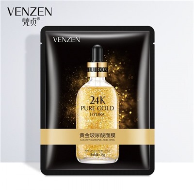 Маска для лица увлажняющая с гиалуроновой кислотой и золотом 24K Gold Venzen