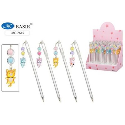 Ручка шариковая детская МС-7615 "КОТЯТА" синяя, со съемным  брелоком Basir