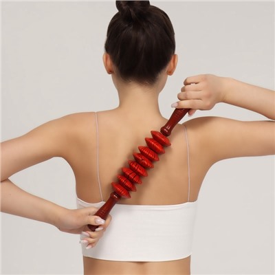 Массажёр «Скалка», универсальный, 36×6 см, 8 дисков, деревянный