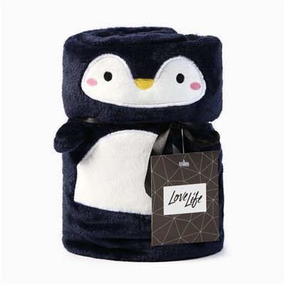 Плед детский «LoveLife. Пингвин». 80×100 см, корал-флис, синий