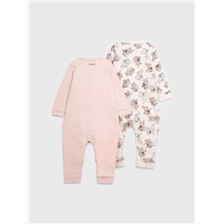 Комбинезон детский трикотажный для девочек, 2 шт в комплекте
