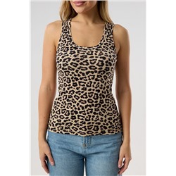 Майка базовая в рубчик леопардовая НАТАЛИ, 1215925