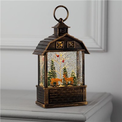 Светодиодная фигура «Олени в лесу» 14×24×8 см, пластик, батарейки ААх3 (не в комплекте), USB, свечение тёплое белое