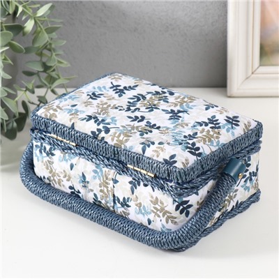 Шкатулка для рукоделия и шитья «Лиственные веточки», хранение ниток, иголок, мелочи, 18×12×9.5 см