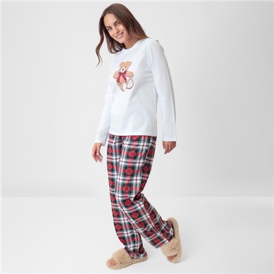 Пижама новогодняя женская (лонгслив, брюки) KAFTAN Сhristmas time, размер 44-46