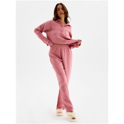 Пижама женская (рубашка, брюки) KAFTAN Basic, размер 40-42, пудрово-розовая
