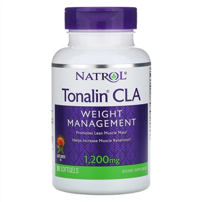 Natrol, Tonalin, конъюгированная линолевая кислота (КЛК), 1200 мг, 90 мягких желатиновых капсул
