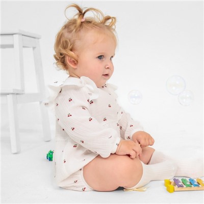 Комплект (боди и повязка) Крошка Я "Муслин", р. 62-68, цвет молочный