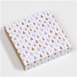 Коробка для конфет 16 шт. «Новогодние ёлки» кондитерская упаковка, 17.5×17.5×3.5 см