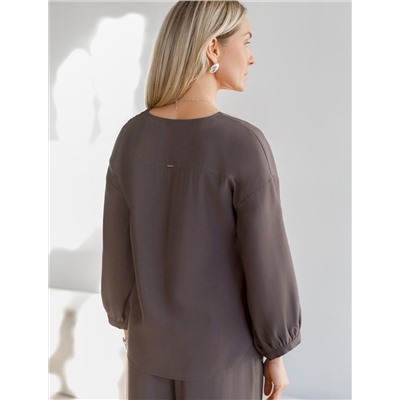 Укороченная блузка с V вырезом из плотного лиоцелла