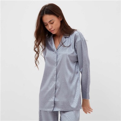Пижама женская (рубашка, брюки) KAFTAN «Леопард», голубая, размер 48-50