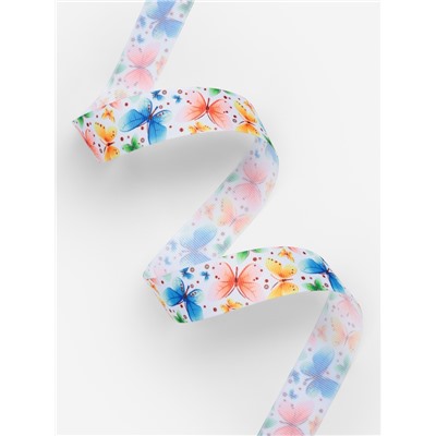 Лента репсовая «Бабочки», 25 мм, 18±1 м, разноцветная