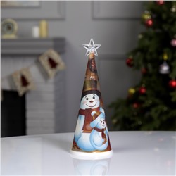 Светодиодная фигура «Ёлка со снеговиками» 7.5×21×7.5 см, пластик, батарейки CR2032×1 (в комплекте), свечение мульти