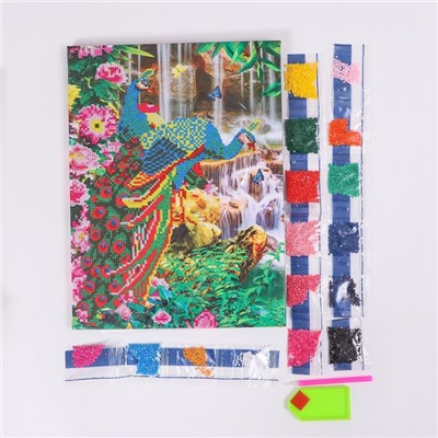 Алмазная мозаика с частичным заполнением на подрамнике «Павлины», 30×40 см