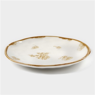 Тарелка Доляна Organic Gold, d=18 см, фарфор, белая