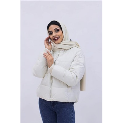 Демисезонная куртка весна-осень_шарф в подарок 8005 (Белый)