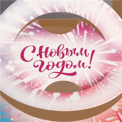 Коробка под бенто - торт с окном новогодняя «Загадай желание», 15.5×15.5×10 см