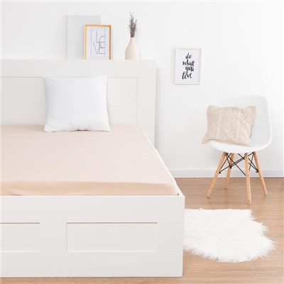 Простыня на резинке 2-спальная KUPU-KUPU, 180×200+20 см, бежевая, трикотаж