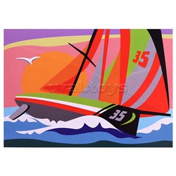 Картина по номерам для малышей Транспорт "Спортивный парусник"