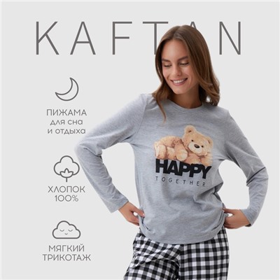 Пижама новогодняя женская (лонгслив, брюки) KAFTAN Happy together, размер 40-42