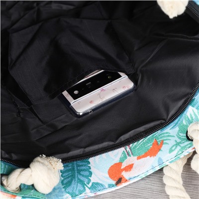 Сумка пляжная на молнии 45х32х14 см Фламинго / BB21 /уп 1/