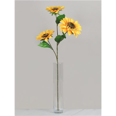 Цветок искусственный Подсолнух 90 см ветка 3 цветка / 149NA-39 /уп 120/480/2 цветка d 15см 1 цветок d 17см