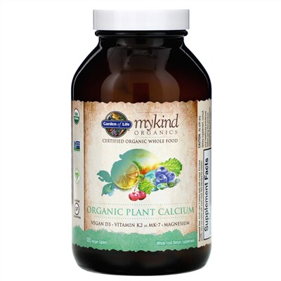 Garden of Life, KIND Organics, органический растительный кальций, 180 веганских таблеток