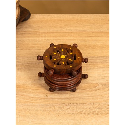 Подставка под горячее «Штурвал», набор 6 шт., 12×11.5×6.8 см, дерево шишам