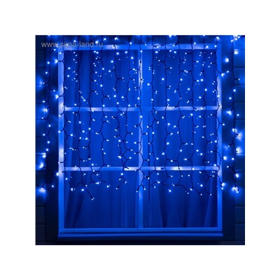 Гирлянда «Занавес» 2×1.5 м, IP65, УМС, тёмная нить каучук, 300 LED, свечение синее, 220 В