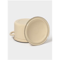 Кастрюля эмалированная, 4 л, d=21.3 см, с крышкой, цвет слоновой кости