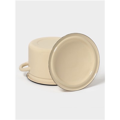 Кастрюля эмалированная, 4 л, d=21.3 см, с крышкой, цилиндрическая, цвет слоновой кости