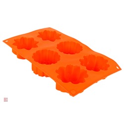 Форма для выпечки силиконовая, 6 ячеек, "Цветы"