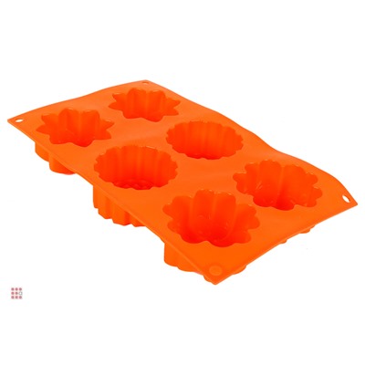 Форма для выпечки силиконовая, 6 ячеек, "Цветы"