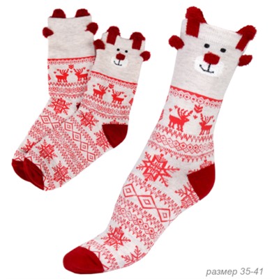 Носки р. 35-41 новогодний / ZH-10 /уп 1/ ОДНА ПАРА