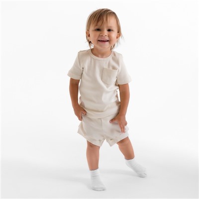 Комплект детский: футболка и шорты MINAKU, рост 62-68 см, молочный