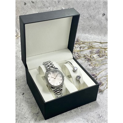 Подарочный набор для женщин часы, 2 браслета + коробка #22863159