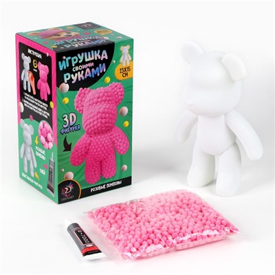 УЦЕНКА Игрушка помпонами «Медведь», розовая