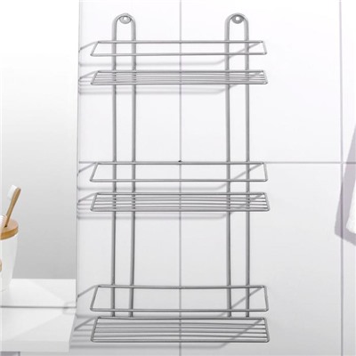 Полка прямоугольная 3-х ярусная, 26.5×10.5×50 см, хром