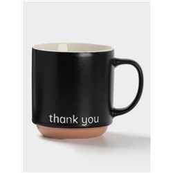 Кружка Доляна Thank you, фарфор, 420 мл, 12×9×10 см, фарфор, чёрная