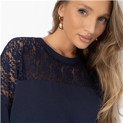 Платье-футляр комбинированное с кружевом, Модный эверест