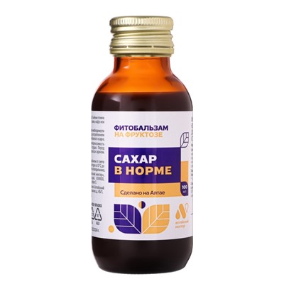 Фитобальзам «Сахар в норме», без сахара, 100 мл.