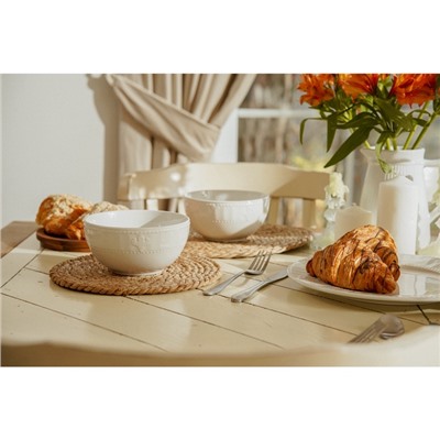 Салатники SL Home «Винтаж фрэнч», 800 мл, d=15 см, набор 2 шт., фарфор, белые