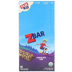 Clif Bar, Clif Kid, Z Bar, органические батончики, со вкусом шоколадного печенья, 18 батончиков, 36 г (1,27 унции) каждый