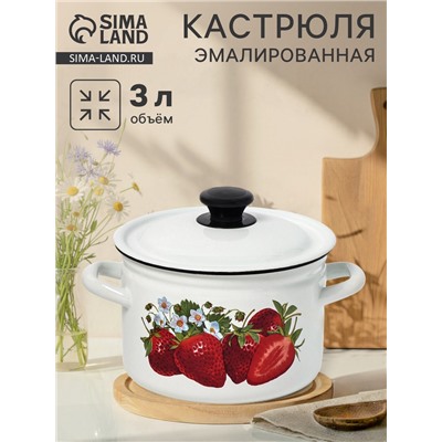 Кастрюля эмалированная, 3 л, d=19.2 см, цилиндрическая, белая