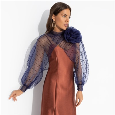 Болеро со съемным декором, Деловой взгляд (синее, с брошкой)