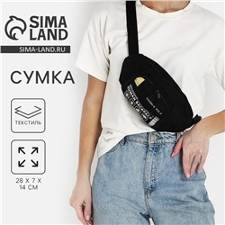 Сумка поясная «Билет», 28×7×14 см, отдел на молнии, наружный карман, чёрная